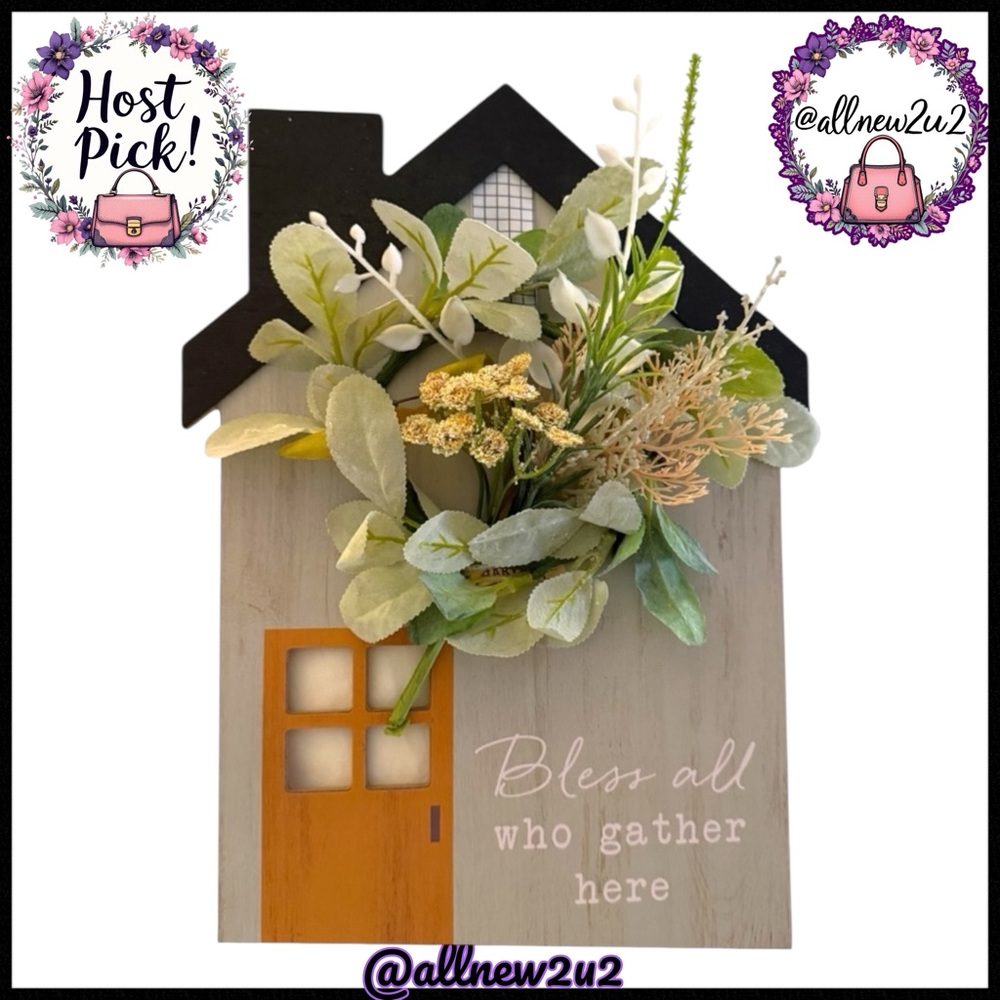 • New “Bless all who gather here” Home Accent Wall Decor Floral Design Host Pick - Picture 2 of 15